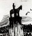 Umberto Boccioni - Agitate Crowd Surrounding a High Equestrian Monument 1908