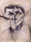 Umberto Boccioni - Study for sculpture 'Empty and full abstracts of a head' 1912