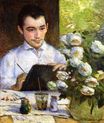 Marie Bracquemond - Pierre Bracquemond painting a bouquet of flowers 1887