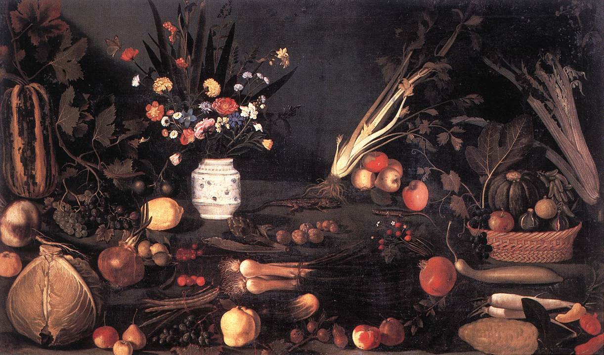Caravaggio - Still Life with Flowers and Fruit 1601