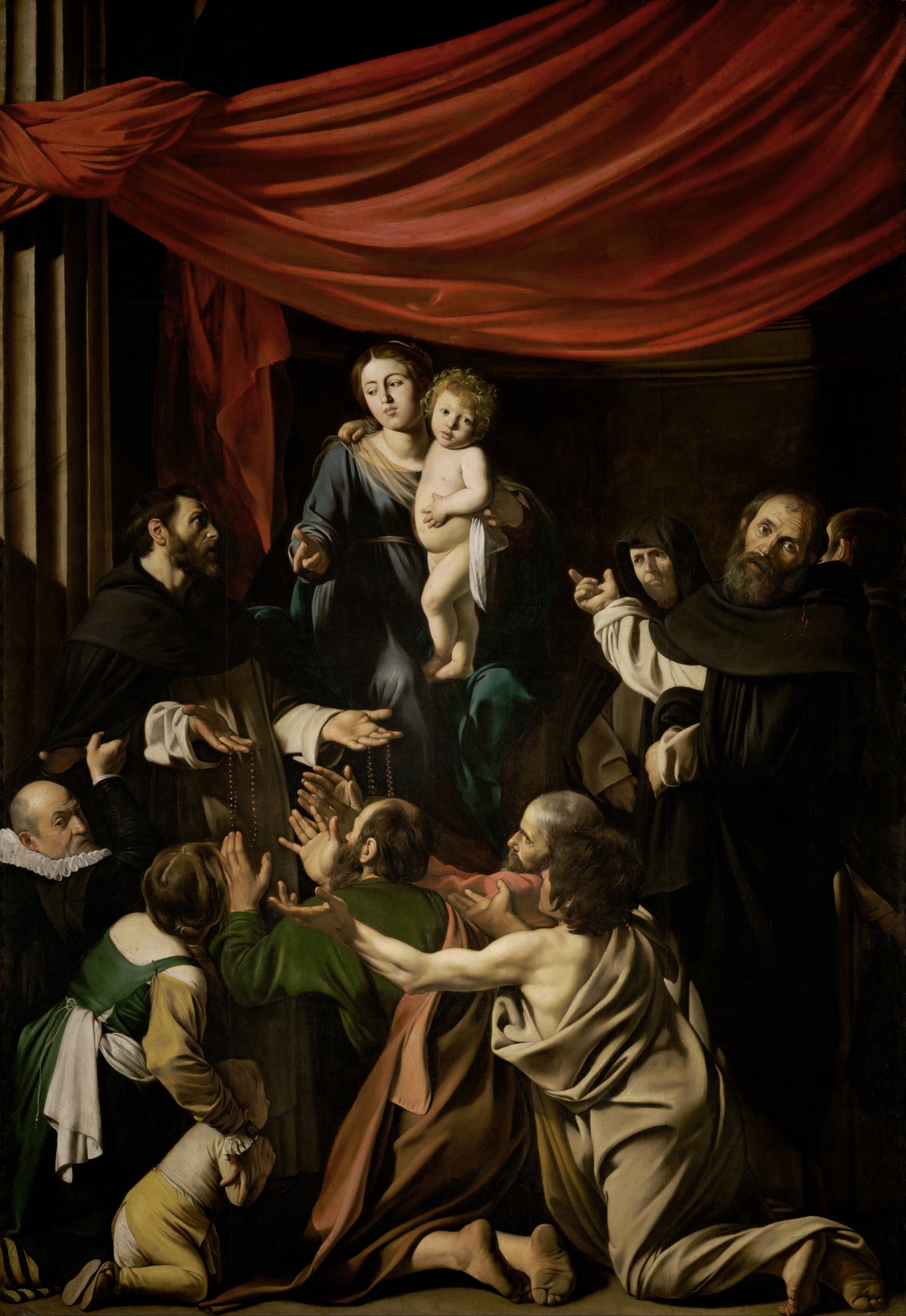 Caravaggio - Madonna of the Rosary. Madonna del Rosario 1607