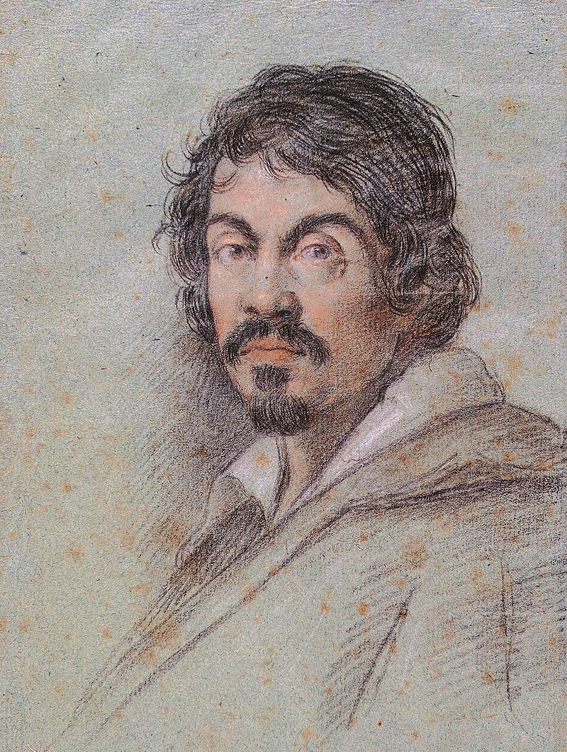 Chalk portrait of Caravaggio by Ottavio Leoni, circa 1621