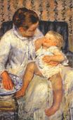 Mary Cassatt - Mother about to Wash her Sleepy Child 1880