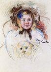 Mary Cassatt - Sara in a Round-Brimed Bonnet, Holding Her Dog 1901