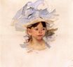 Mary Cassatt - Sketch of Ellen My Cassatt in a Big Blue Hat 1905