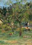 Paul Gauguin - Orchard under the Church of Bihorel. Children in the Pasture 1884