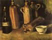 Still Life with Four Stone Bottles, Flask and White Cup 1884