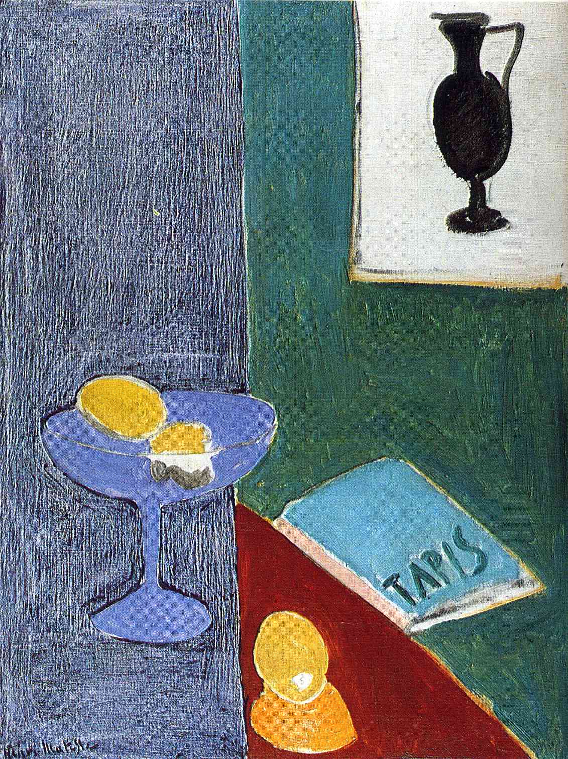 Still LIfe with Lemons Which Correspond in Form to a Drawing of a Black Vase on the Wall 1915