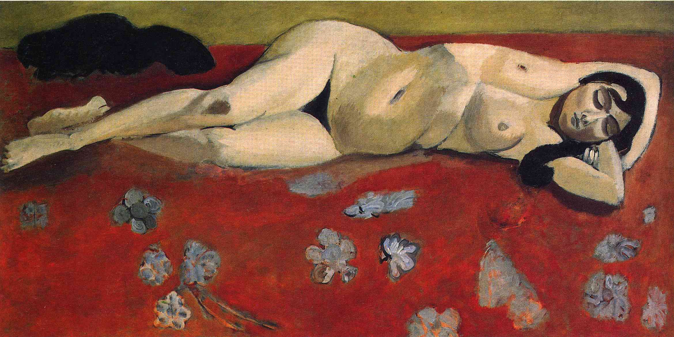 Sleeping Nude on a Red Background 1916