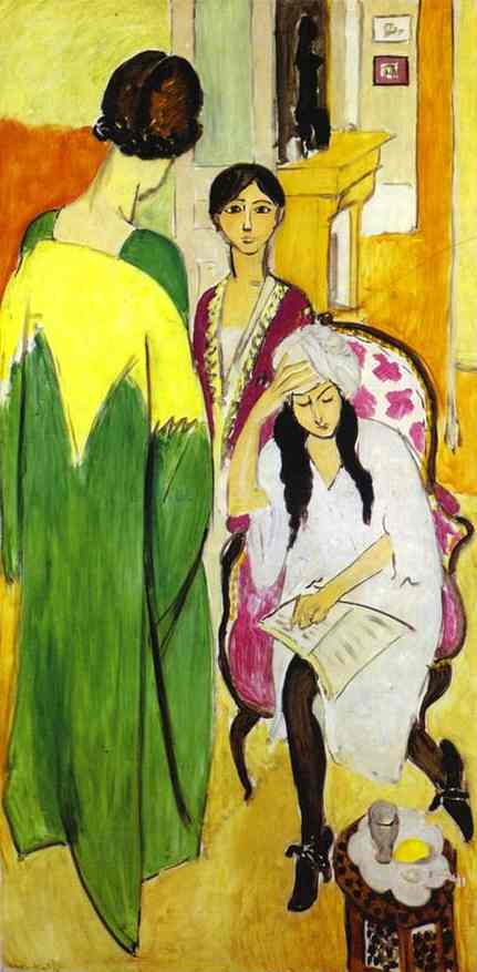 The Three Sister with a Sculpture, left panel from The Three Sisters Triptych 1917