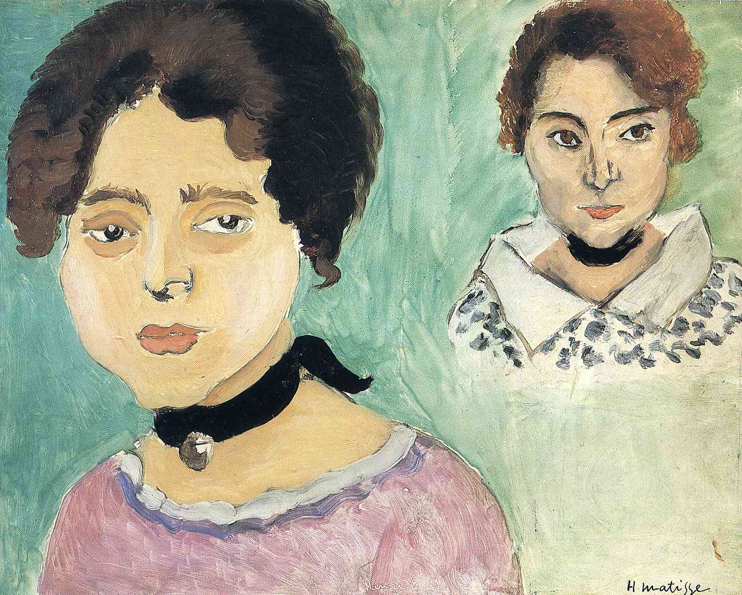 Double Portrait of Marguerite on a Green Background 1919
