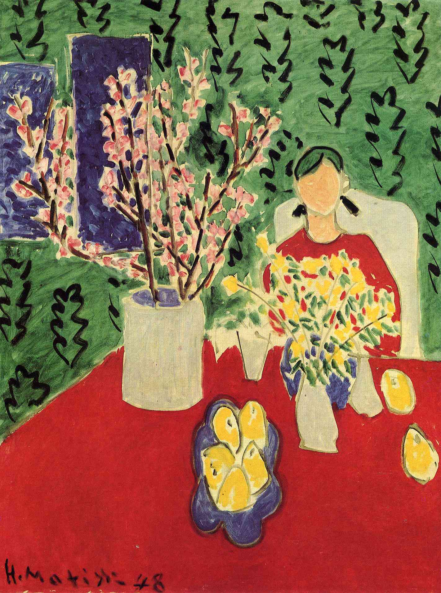 Plum Blossoms, Green Background 1948