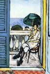 Woman with a Green Parasol on a Balcony 1919