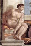 Michelangelo - Ignudo 1509 fresco Sistine Chapel, Vatican