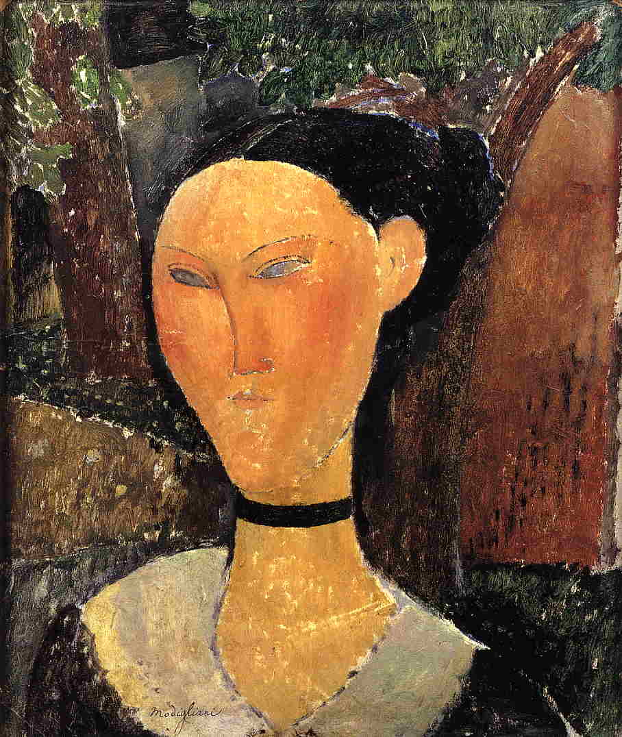 Amedeo Modigliani - Woman with Velvet Ribbon. The Black Border 1915