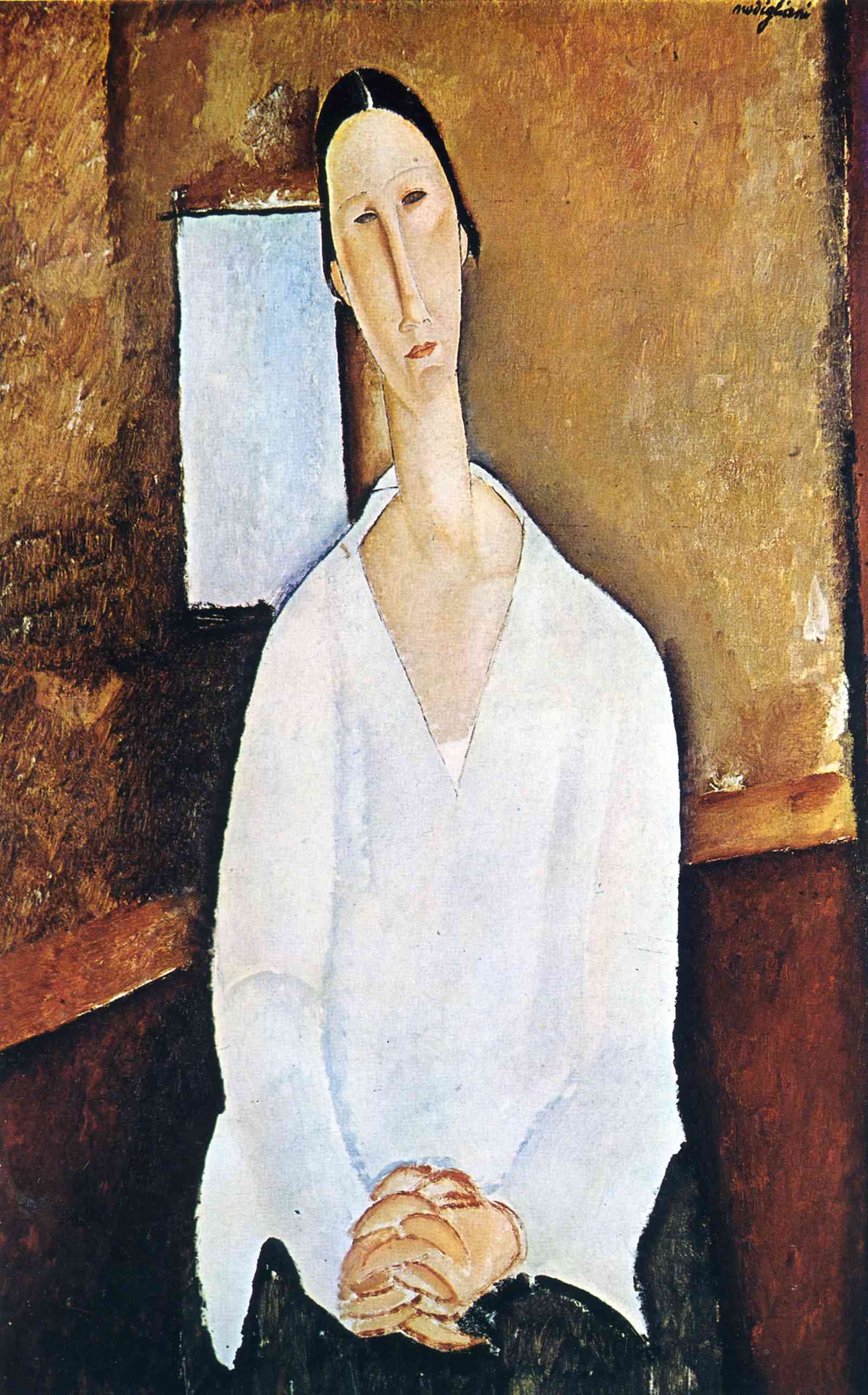 Amedeo Modigliani - Madame Zborowska with clasped hands 1917