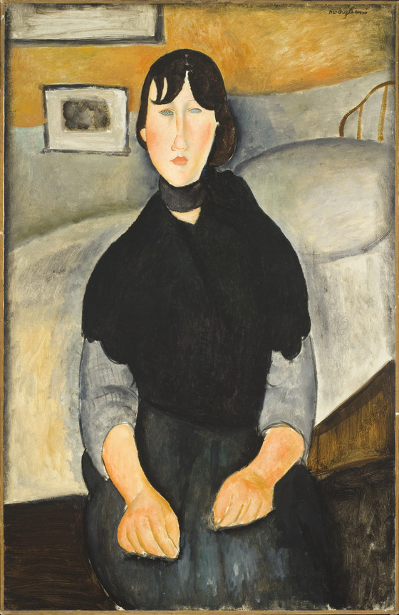 Amedeo Modigliani - Dark Young Woman Seated by a Bed 1918