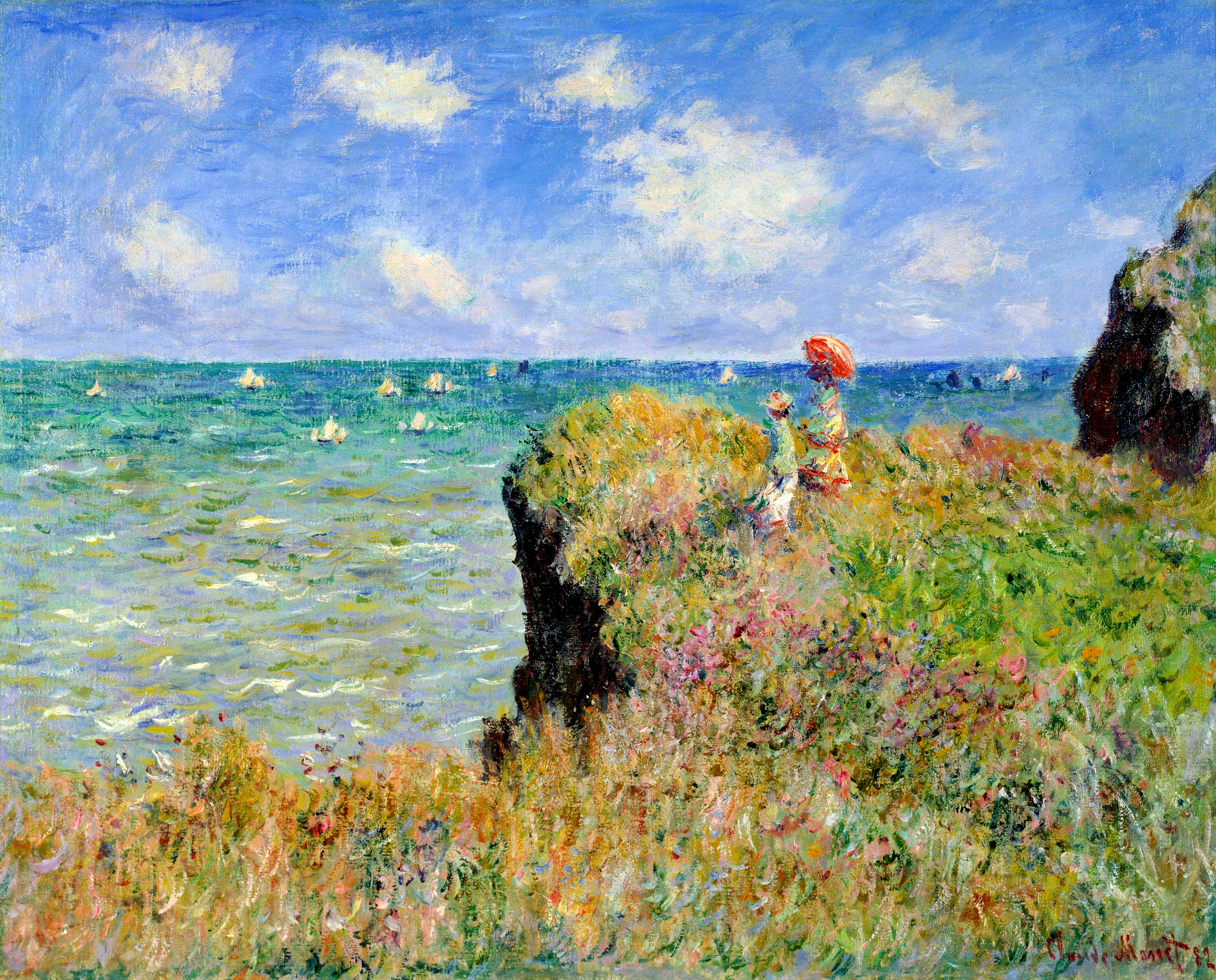 Claude Monet - Clifftop Walk at Pourville 1882