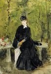 Berthe Morisot - The Artist's Sister Edma Seated in a Park. Young Lady Seated on a Bench 1864