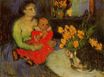 Mother and child behind the bouquet of flowers 1901