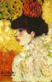 Profile of a young girl. Girl with red flower in her hair 1901