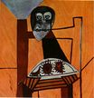 Owl on a chair and sea urchins 1946