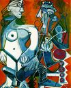 Standing female nude and man with pipe 1968