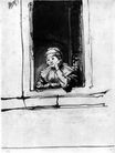 Rembrandt van Rijn - Saskia looking out of a window 1635