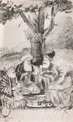 Rembrandt van Rijn - Four Orientals seated under a tree 1656-1661