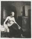 Rembrandt van Rijn - Woman Sitting Half Dressed Beside a Stove 1658