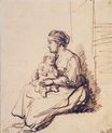 Rembrandt van Rijn - A Woman with a Little Child on her Lap