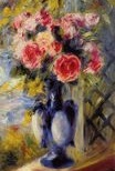 Renoir Pierre-Auguste - Bouquet of roses in a blue vase 1892