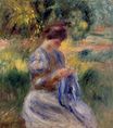 Auguste Renoir - The embroiderer woman. Embroidering in a garden 1898