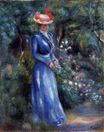 Renoir Pierre-Auguste - Woman in a blue dress standing in the garden of Saint Cloud 1899