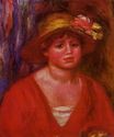 Pierre-Auguste Renoir - Bust of a young woman in a red blouse 1915