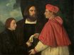 Titian - Girolamo and Cardinal Marco Corner Investing Marco, Abbot of Carrara, with His Benefice 1520