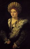 Tiziano Vecelli - Portrait d`Isabella d`Este. Isabella d'Este, Duchess of Mantua 1534-1536