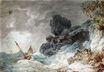 William Turner - A Rocky Shore, with Men Attempting to Rescue a Storm-Tossed Boat 1792-1793