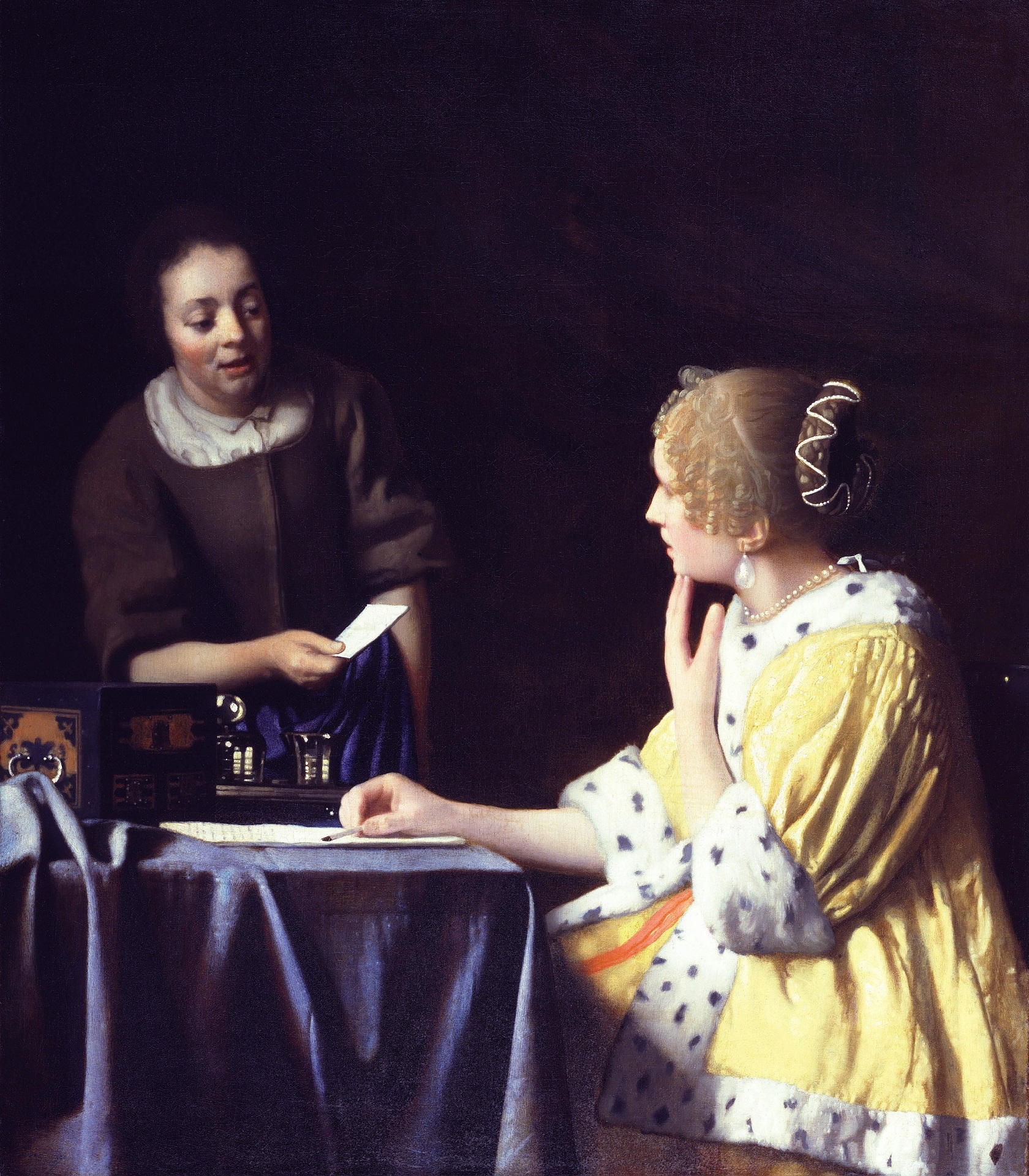 Johannes Vermeer - Mistress and Maid. Lady with Her Maidservant Holding a Letter 1666-1667
