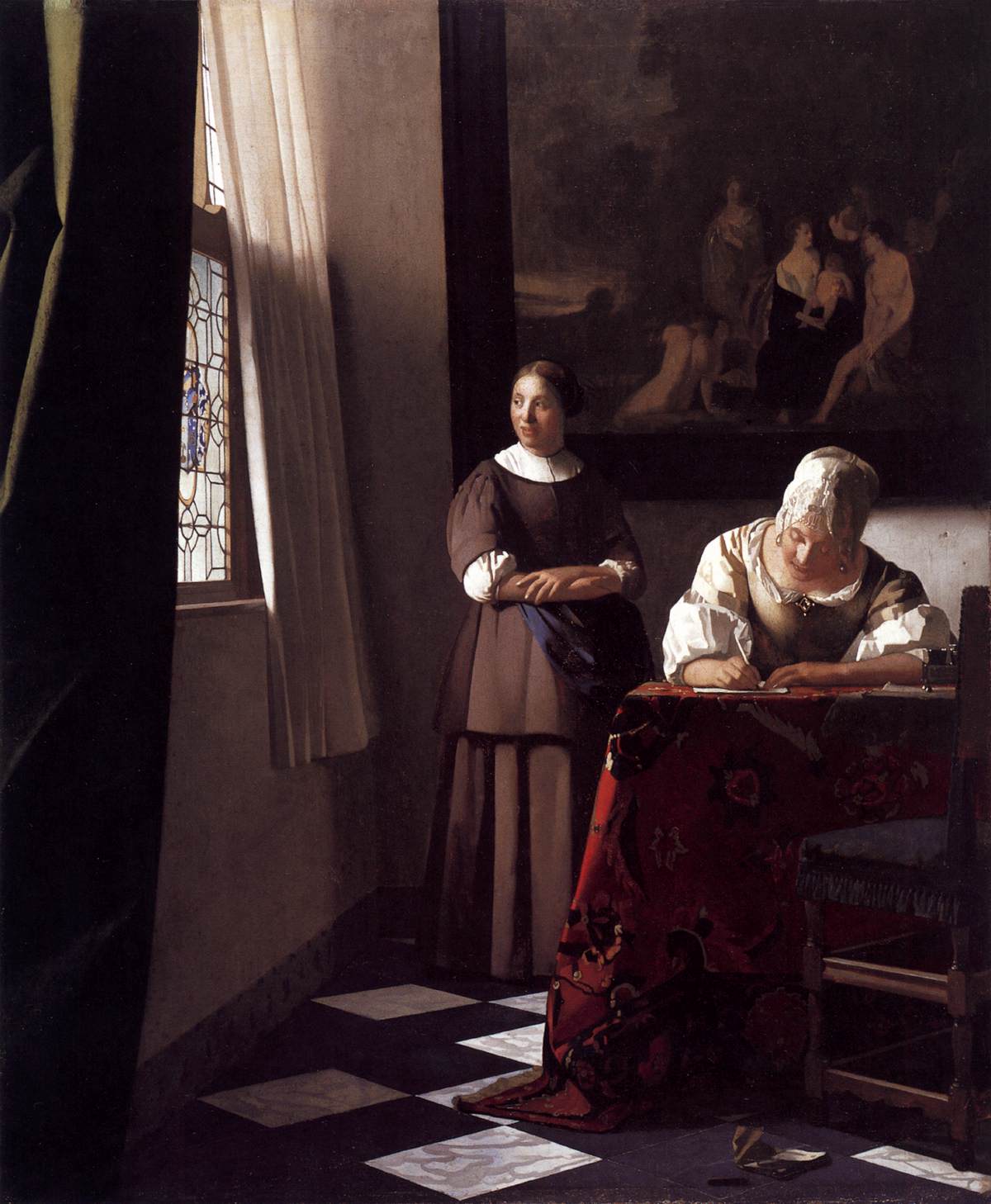 Johannes Vermeer - Lady Writing a Letter with Her Maid 1670