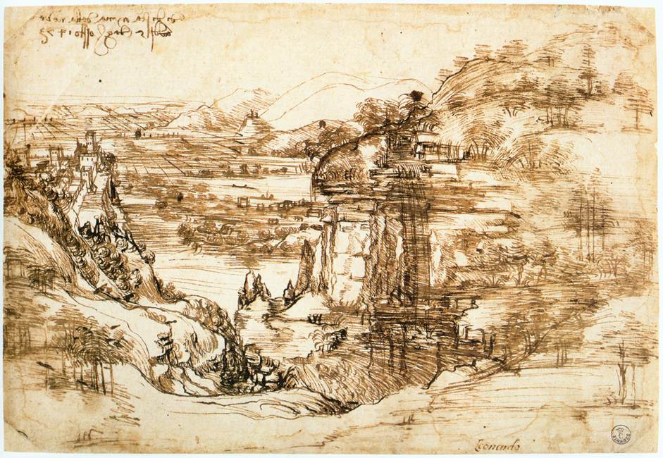 Leonardo da Vinci - Landscape drawing for Santa Maria della Neve 1473
