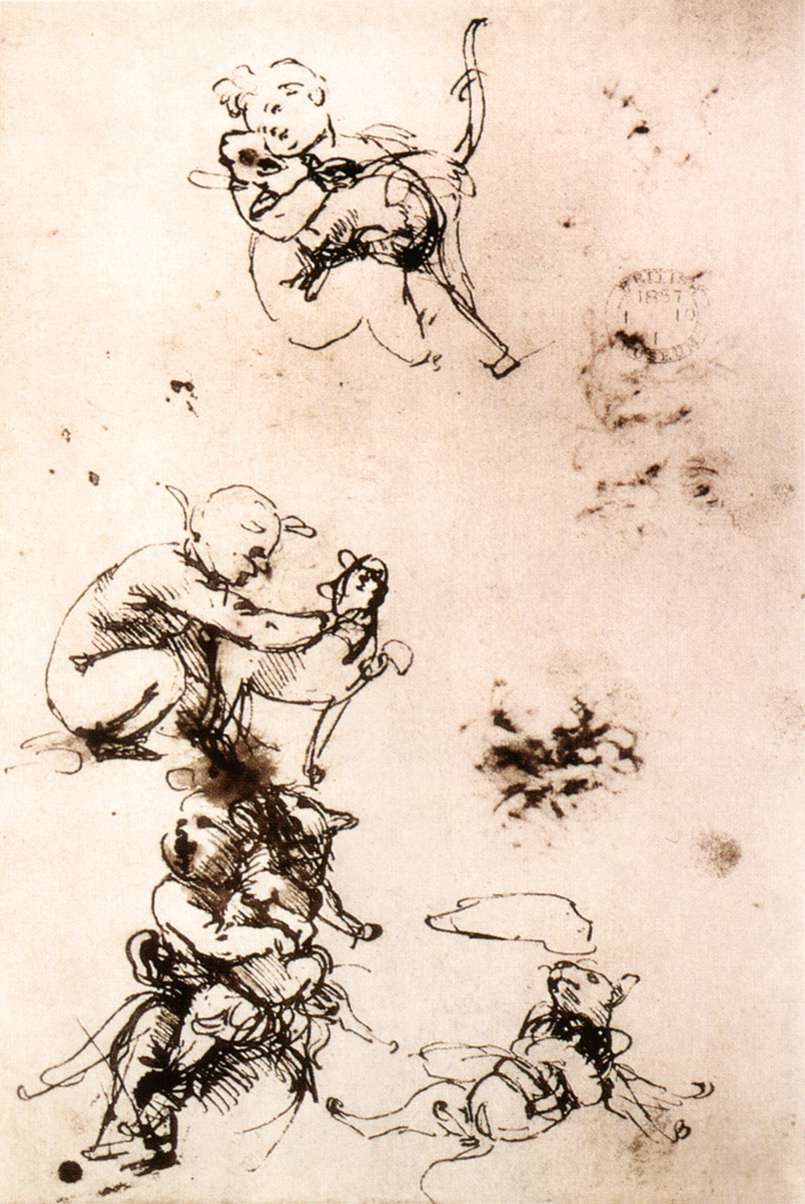 Leonardo da Vinci - Study of a child with a cat 1478