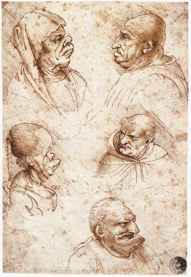 Leonardo da Vinci - Five caricature heads 1490