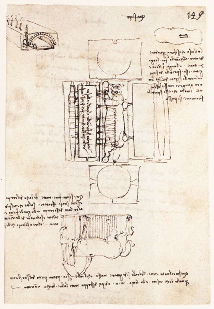 Leonardo da Vinci - Manuscript page on the Sforza monument 1493