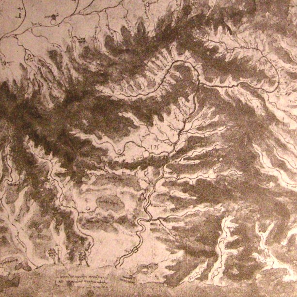 Leonardo da Vinci - Topographical drawing of a river valley 1500