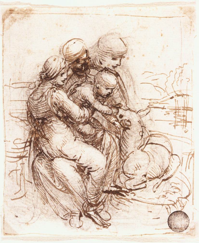 Leonardo da Vinci - Study of St. Anne, Mary, the Christ Child and the young St. John 1503