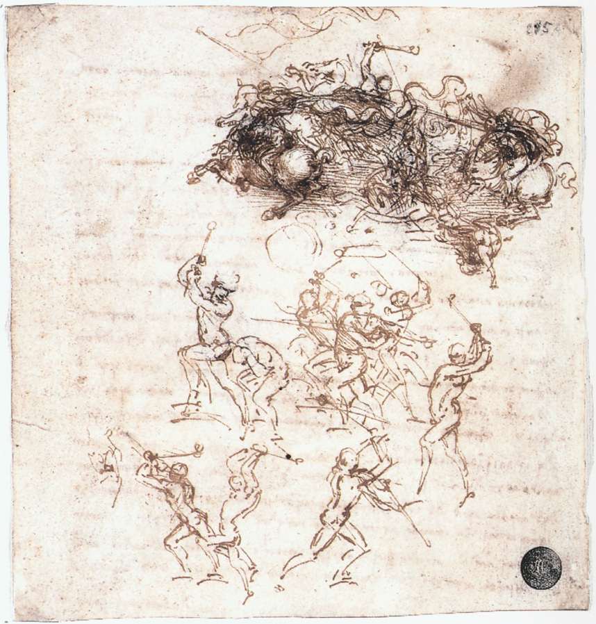 Leonardo da Vinci - Study of battles on horseback and on foot 1504