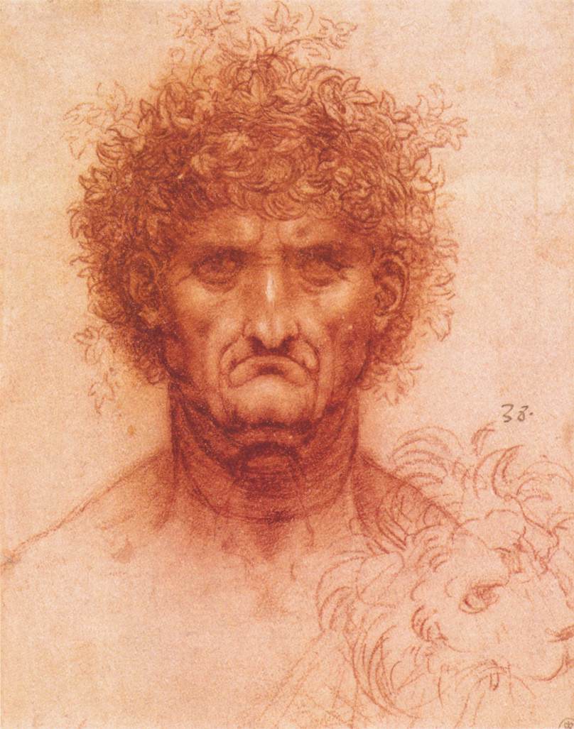 Leonardo da Vinci - Old man with ivy wreath and lion's head 1505