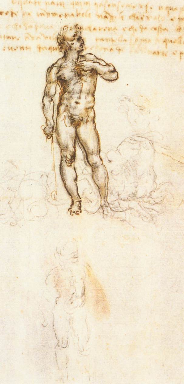 Leonardo da Vinci - Study of David by Michelangelo 1505