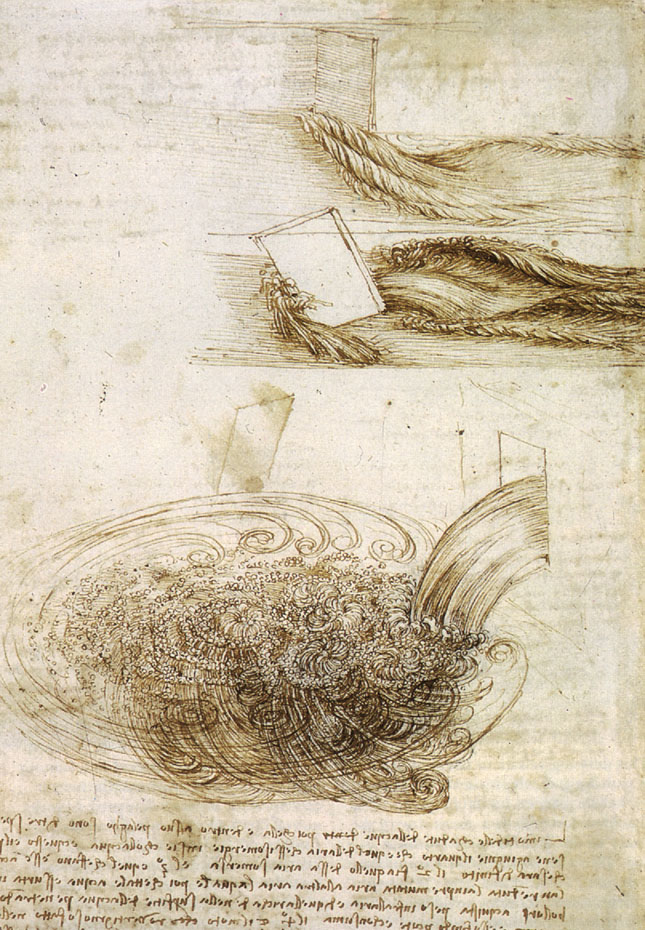 Leonardo da Vinci - Studies of Water passing Obstacles and falling 1508